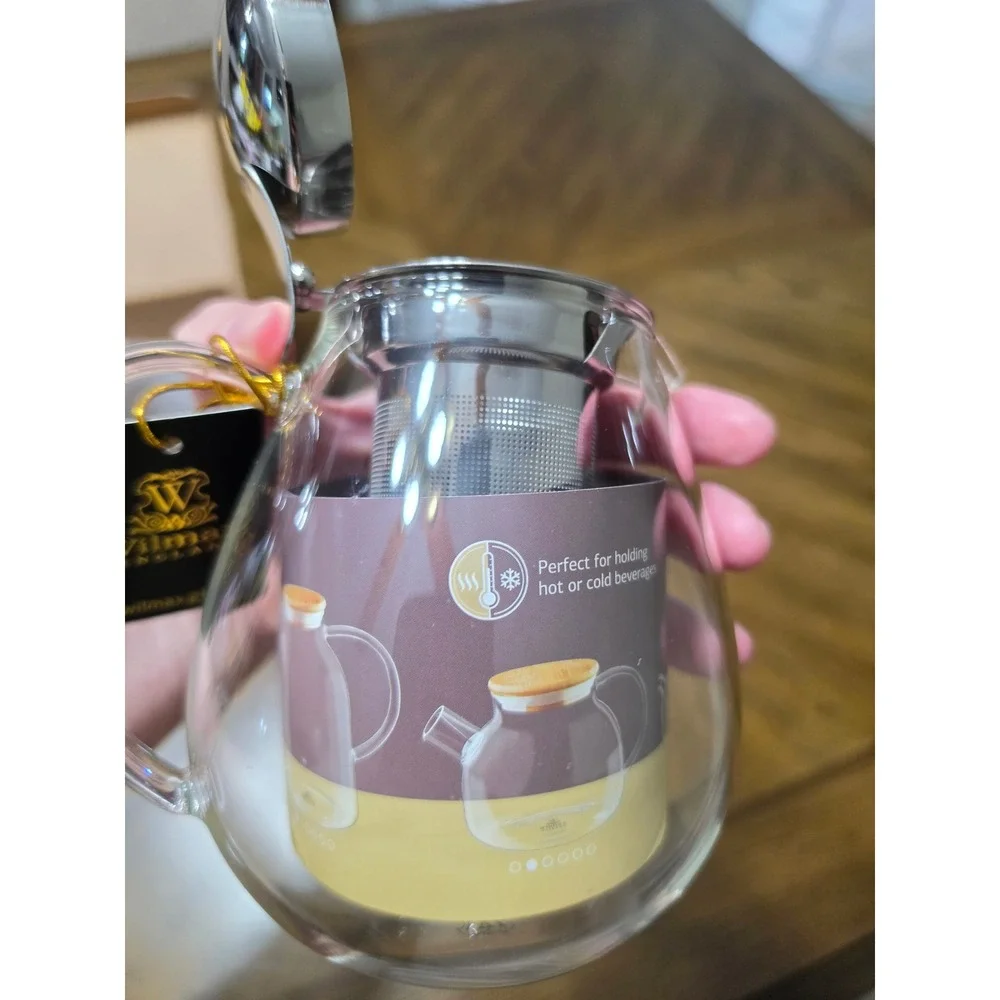 Wilmax England Thermo Glass Tea Pot 20oz 600ml Stainless Infuser WL-888801/A New